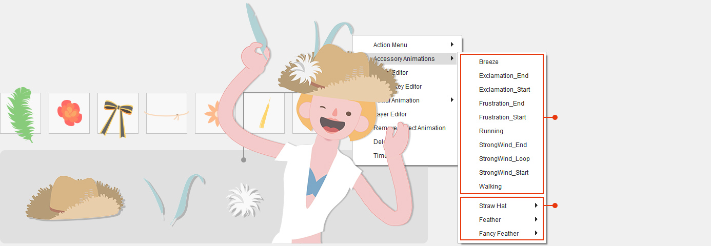 2d character creator - Assemble accessories from props